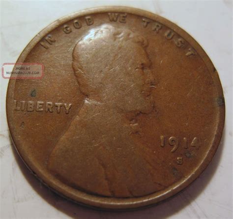 1914 S Lincoln Wheat Cent Coin One Penny 322al