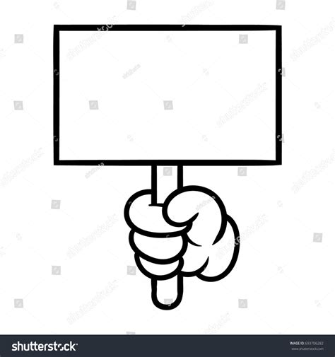 Cartoon Hand Holding Blank Sign Vector De Stock Libre De Regalías