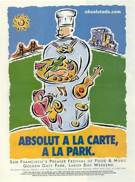 An Advertisement For A Restaurant Called Absolut A La Carte A La Park