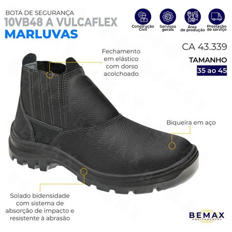 Bota De Segurança Bico De Aço Vulcaflex 10VB48 A Marluvas CA 43339