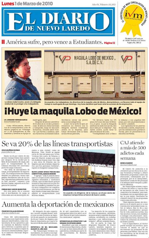 Newspaper El Diario de Nuevo Laredo (Mexico). Newspapers in Mexico ...