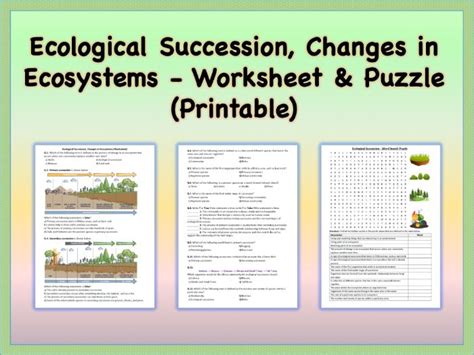 Ecological Succession Changes In Ecosystems Worksheet Puzzle