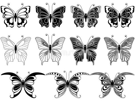 Sistema De Once Mariposas Ornamentales Ilustración del Vector