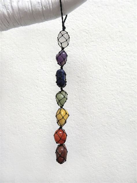 Chakra Stone Wall Hanging - 7 Tumbled Stacked Chakra Stones - (TS-128 ...