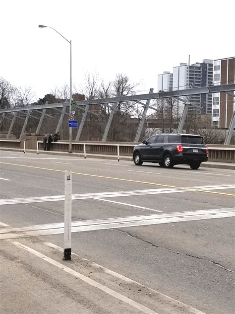 This morning on the Prince Edward viaduct. Swat-looking officers had a