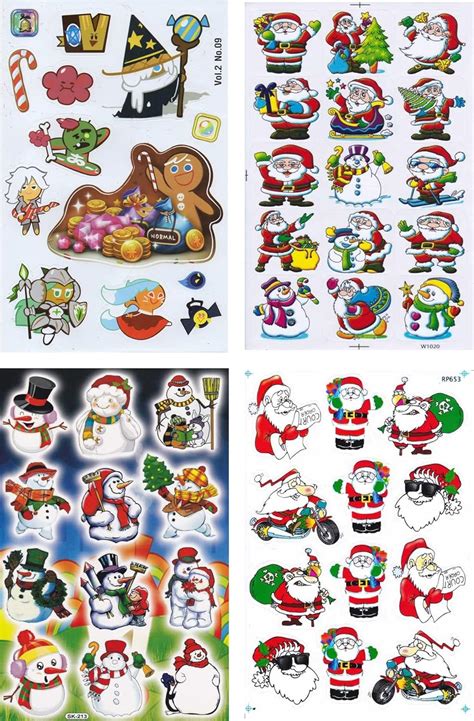 4 Bogen Weihnachten Weihnachtsmann Aufkleber Sticker Promotion