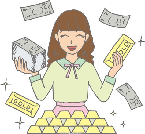 「お金持ち（女性）」のフリーイラスト イラストわくわくbox