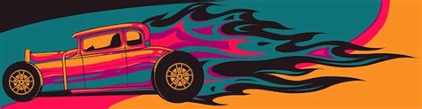 Premium Vector Illustration Of Hot Rod Car With Flames