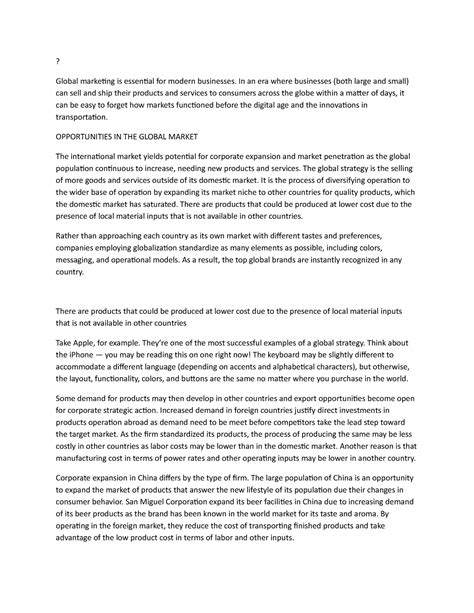 Global marketing is essential for modern businesses - In an era where