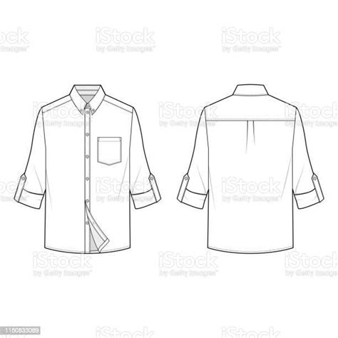 Short Sleeve Shirts Fashion Flat Sketch Vorlage Stock Vektor Art Und