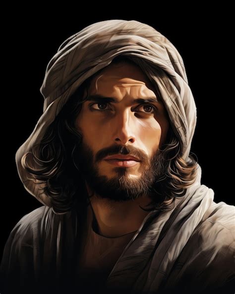 Premium AI Image | jesus with long hair and beard