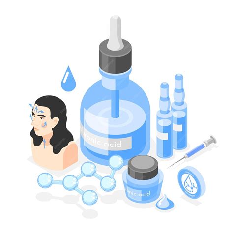 Free Vector Hyaluronic Acid Isometric Composition With Set Of Vials