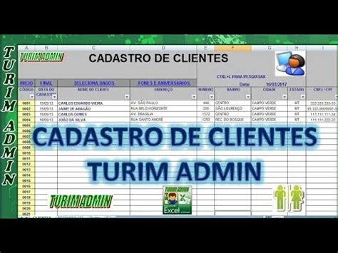 Planilhas Financeiras Excel Prontas Turim Admin Planilha De Cadastro