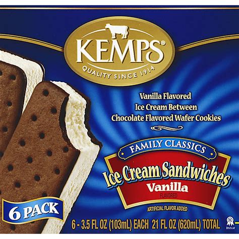 Kemps Ice Cream Sandwiches Vanilla Flavored 6 Ea Ice Cream Treats