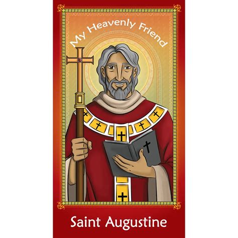 Prayer Card Saint Augustine Holy Card For Catholic Kids