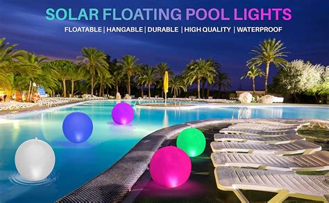 HAPIKAY Solar Floating Pool Lights Pack Of 2 Solar Powered Color