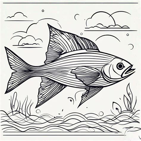 Premium AI Image | fish line art drawing