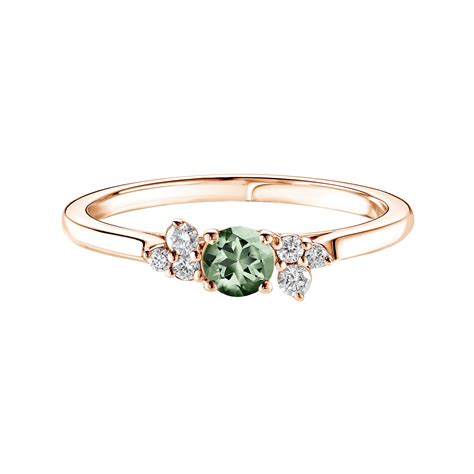 Bague Or Rose Baby EverBloom Saphir Vert Gemmyo