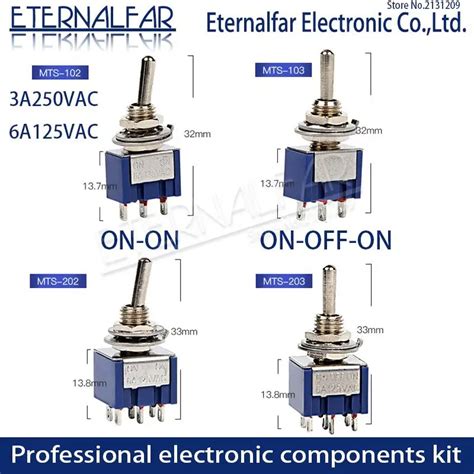 Spdt Toggle Switch 3a 6a125v Ac Mts 102 Mini 3pin On On Rocker Switches