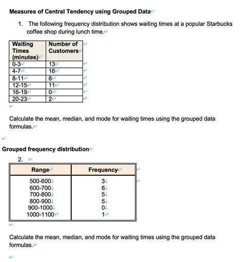 Measures Of Central Tendency Mean Median And Mode Worksheets