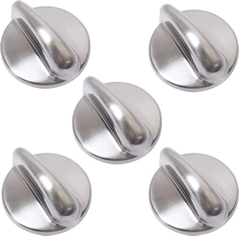 5 Packs Wb03k10303 Cooktop Metal Control Knob Chrome Finish Replacement