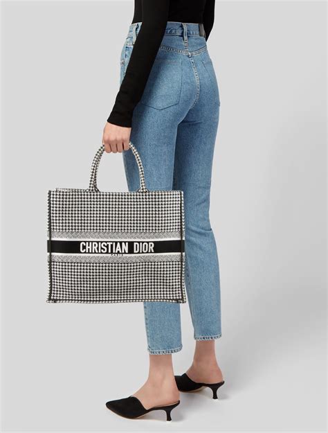 Christian Dior Large Houndstooth Book Tote Totes Handbags The Realreal