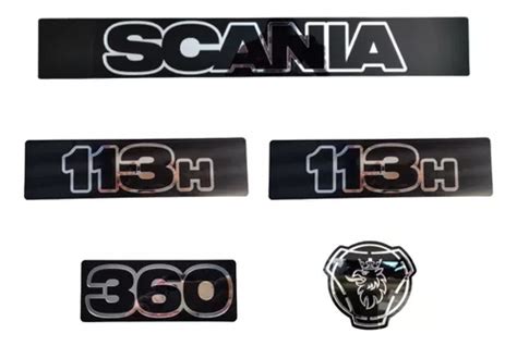 Kit Emblemas Scania 113h Contornado Em Acrílico Parcelamento sem juros