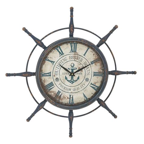 Rustic Nautical Wall Decor Ship Wheel Clock Nautical Clock Wall Clock Clock