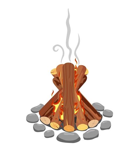 Premium Vector Llustration Of Campfire Logs Burning Bonfire Fire On