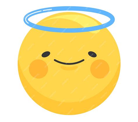 Premium Vector Cute Smiling Emoji With Angel Halo Happy Face Emoticon