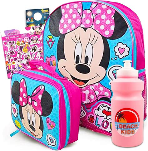 Minnie Mouse Mochila Suministros Escolares Paquete Caja De Almuerzo Y