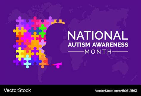 National Autism Awareness Month Observed Every Vector Image