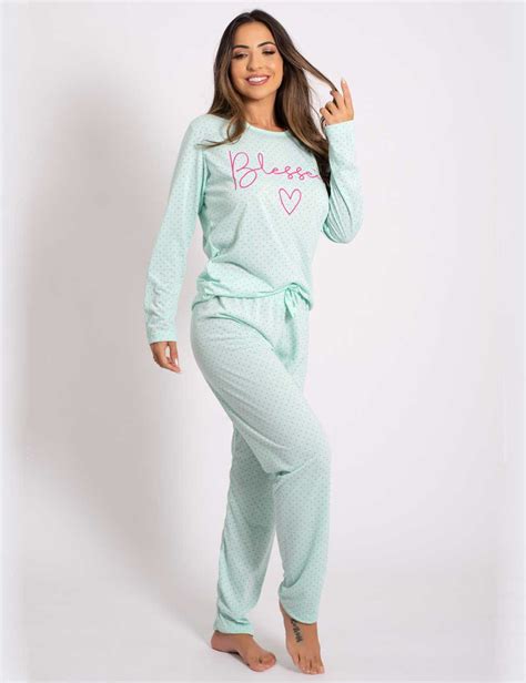 Pijama Feminino Inverno Longo Fechado TJ Vip Linha Noite