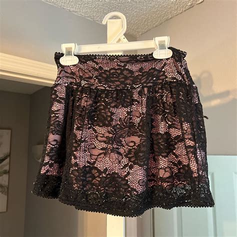 Sugar Thrillz Black Pink Lace Mini Skirt Size Xs Depop