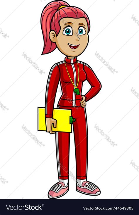 Female gym teacher cartoon character Royalty Free Vector