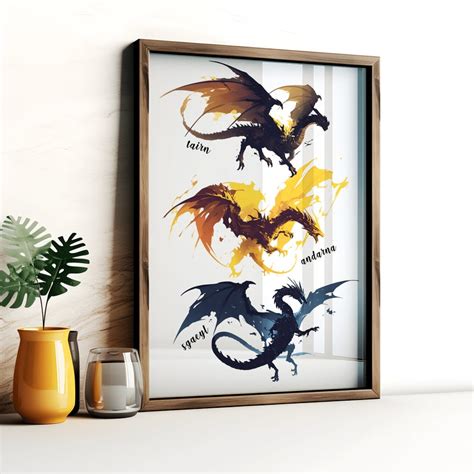 Empyrean Dragons Print Fourth Wing Art Iron Flame Art Poster Sgaeyl