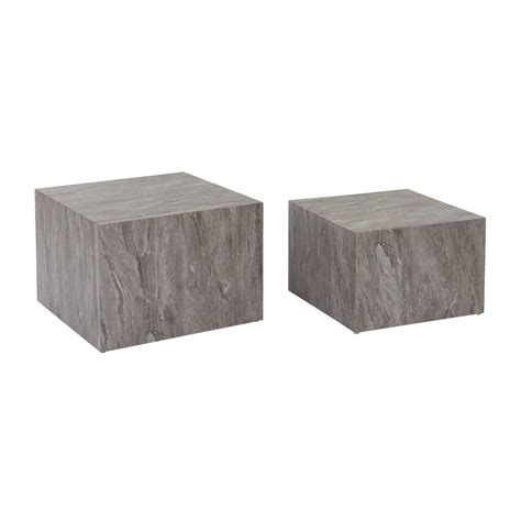 Lot De Tables Basses Effet Marbre Gris Paros L X L X H Cm