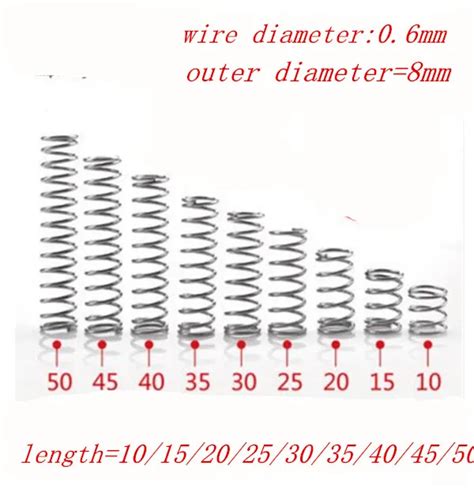 50pcs 0 6mm Stainless Steel Compression Spring Outer Diameter 8mm