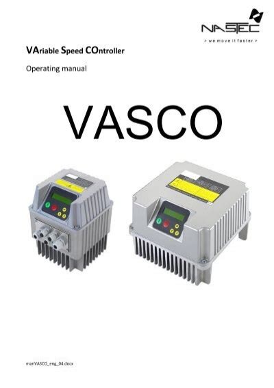 Vasco Variable Speed Drive Operating Manual Macewans