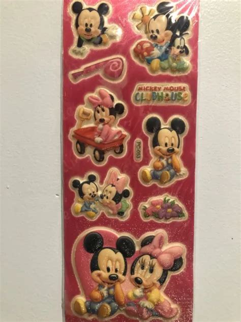 DISNEY MICKY MOUSE Clubhouse Babies Glitter Puffy Large Sticker Sheet