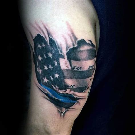 50 Thin Blue Line Tattoo Designs For Men - Symbolic Ink Ideas