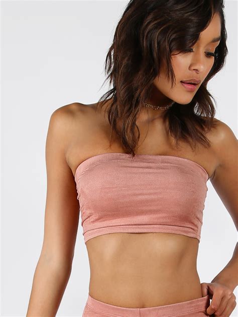 Suede Tube Top Shein Sheinside