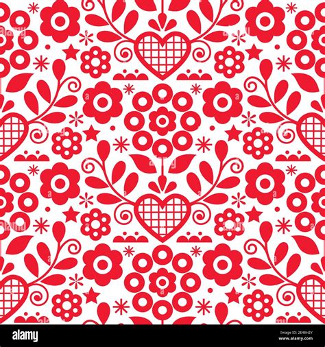 Traditional Floral Vector Seamless Red And White Pattern Perfect For