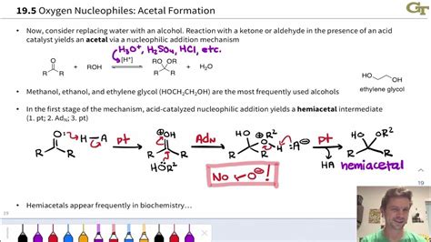 Reactions Of Alcohols With Ketones And Aldehydes Acetal Formation Youtube