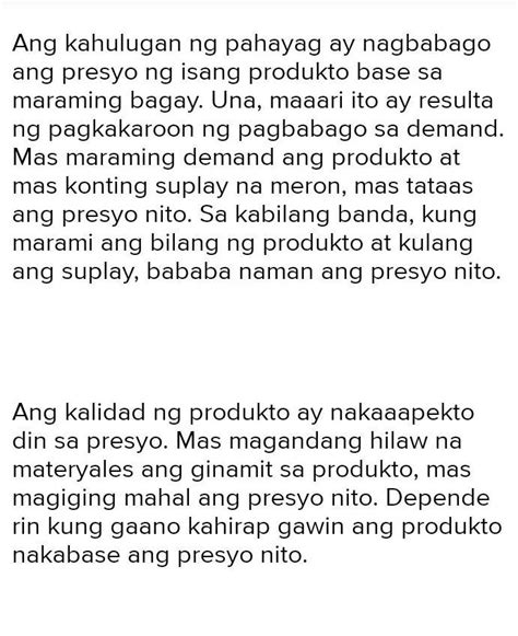 Halimbawa Ng Pagbabago Sa Presyo Ng Kaugnay Na Produkto Brainly Ph