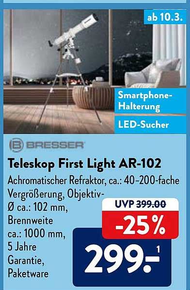 Bresser Teleskop First Light Ar 102 Angebot Bei ALDI Nord 1Prospekte De