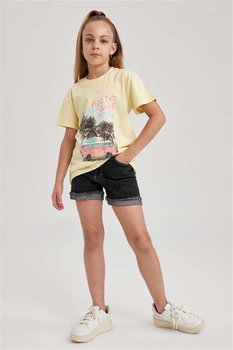 Yellow Girls And Teens Regular Fit Short Sleeve T Shirt 2891197 Defacto