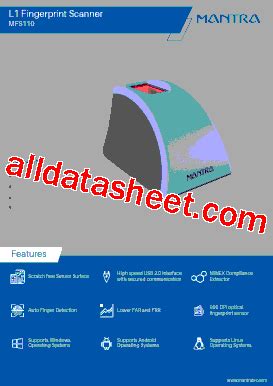 MFS110 Datasheet(PDF) - Mantra Softech India Pvt Ltd. All Rights Reserved.