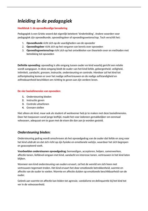 Samenvatting Inleiding In De Pedagogiek 2023 Inclusief Voorbeelden