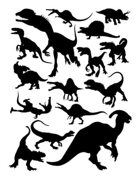 Siluetas De Dinosaurios Vector Premium